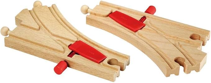 BRIO World - 33344 Mechanical Switches | 2-Piece Interactive Wooden Train Tracks Set | Enhances Motor Skills | Compatible with BRIO Toys | Great Gift for Kids Ages 3 and Up