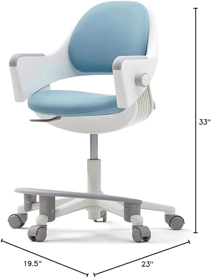 SIDIZ Ringo Study Desk Chair : Ergonomic Study Chair with Footrest, 4-Step Growing Function, Adjustable Seat Height, Sit-Locking Casters, Swivel Type Study Chair (Lavendar Blue Chair)