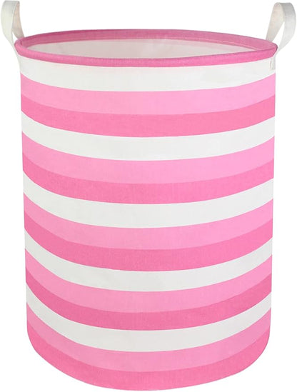 CLOCOR Pink Laundry Basket,Baby Girl Clothes Hamper for Nursery,Collapsible Toy Storage Bin with Handles, Room Decor,Waterproof Storage Basket(Pink Hamper)