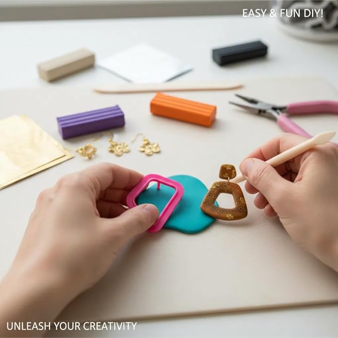 Imaginovelty Gold Polymer Clay Earring Making & Jewelry Kit | Oven Bake Polymer Clay Kit for Adults | DIY Oven Clay Sets for Special Day Gift