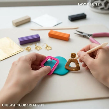 Imaginovelty Gold Polymer Clay Earring Making & Jewelry Kit | Oven Bake Polymer Clay Kit for Adults | DIY Oven Clay Sets for Special Day Gift