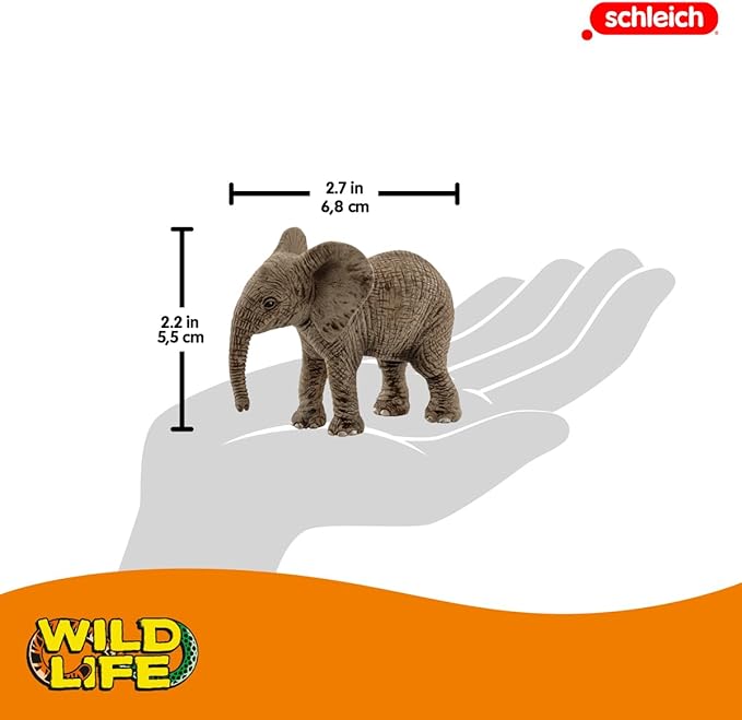 Schleich Wild Life, Animal Figurine, Animal Toys for Boys and Girls 3-8 years old, African Elephant Calf, Ages 3+