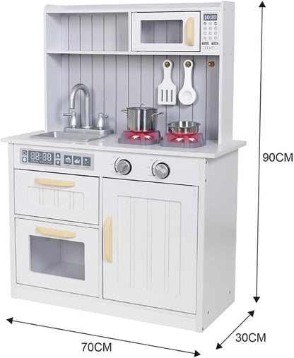 Kids Kitchen Playset,Children Play Kitchen for Toddler,Baby Toy Kitchen Set,Pretend Wooden Kitchen,Birthday Gifts with Play Sink Toy,Lights Sounds, Cooking Set for Kids Ages 3+Boys Girls