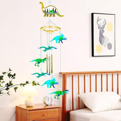 DIY Dinosaur Wind Chime Resin Mold Set, 33-Piece Kit with T-Rex and Triceratops Designs, Dinosaur Wind Chime Making Tools, Bedroom and Living Room Decorations, epoxy Resin Silicone molds