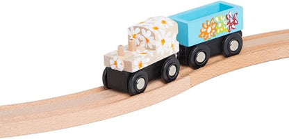 Orbrium 4 Assorted Unpainted Train Cars for Wooden Railway Compatible with Thomas, Chuggington, Brio, Great for Birthday Party Train Theme