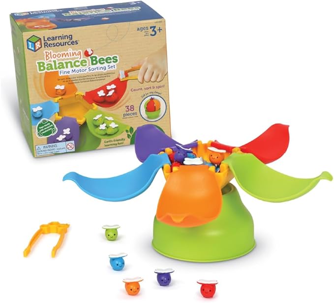 Learning Resources Blooming Balance Bees Fine Motor Sorting Eco Friendly Set - Preschool Learning Activities , Montessori Toys for Toddlers , Kids Easter Gifts, Ages 3+