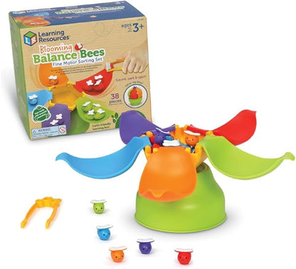 Learning Resources Blooming Balance Bees Fine Motor Sorting Eco Friendly Set - Preschool Learning Activities , Montessori Toys for Toddlers , Kids Easter Gifts, Ages 3+