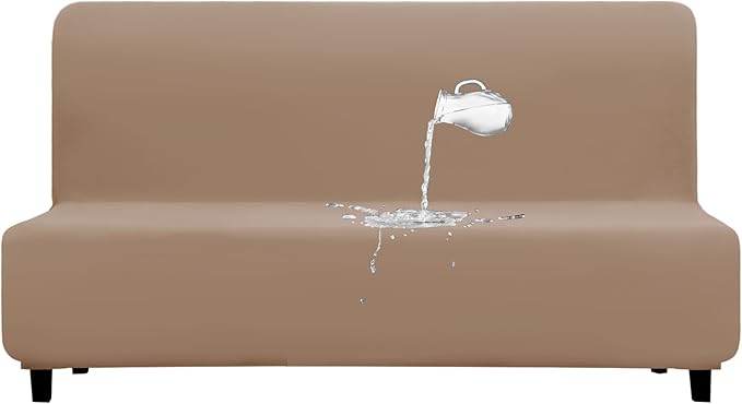 PureFit 100% Dual Waterproof Couch Cover Slipcovers for Couches and Sofas - Stretch Non Slip Fleece Sofa Covers Washable, Leakproof Furniture Protector for Kids, Pets, Dog (Futon, Camel)