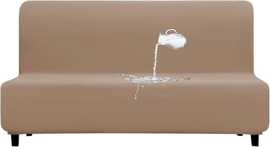 PureFit 100% Dual Waterproof Couch Cover Slipcovers for Couches and Sofas - Stretch Non Slip Fleece Sofa Covers Washable, Leakproof Furniture Protector for Kids, Pets, Dog (Futon, Camel)