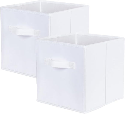 ShellKingdom Storage Bins, Foldable Fabric Storage Cubes and Cloth Organizer Drawer for Closet and Toys, 2 Pack (White)