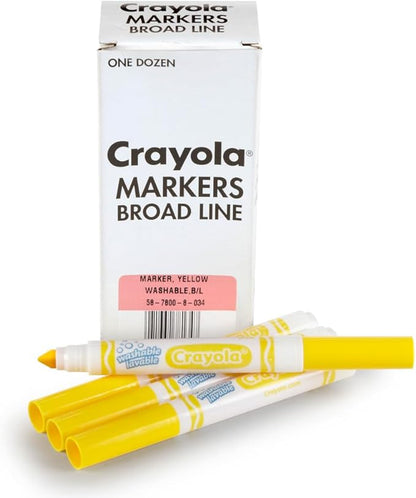 Crayola Washable Markers - Yellow (12ct), Kids Broad Line Markers, Bulk Markers for Classrooms & Teachers