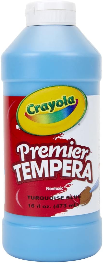 Crayola Premier Tempera Paint For Kids - Turquoise (16oz), Kids Classroom Supplies, Great For Arts & Crafts, Non Toxic, Easy Squeeze Bottle