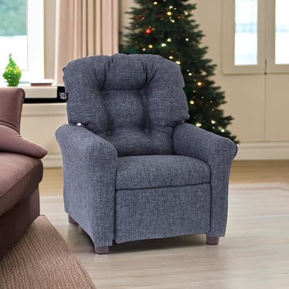 The Crew Furniture Traditional Kids Recliner, Toddler Ages 1-5 Years, Home Décor Polyester Linen, Gray