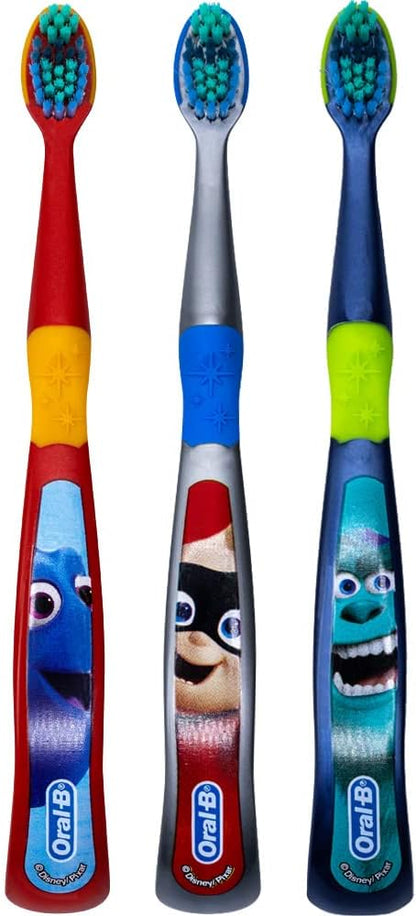 Oral-B Kids Pixar Toothbrush, Children 3+, Extra Soft (Characters Vary) - Pack of 3