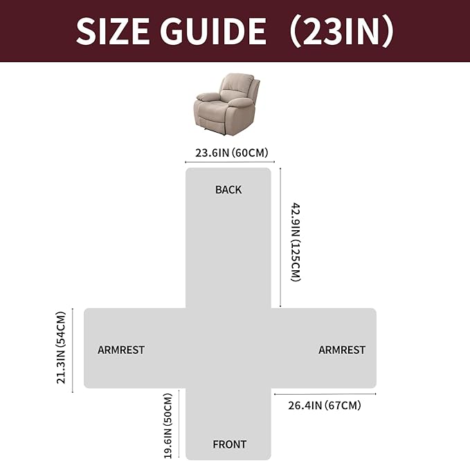 Easehomey 100% Waterproof Recliner Chair Covers, Non Slip Dog Chair Cover Furniture Protector Washable Chair Cover with Pocket, Elastic Straps for Kids,Pets,Dogs (Wine Red, 23.6")