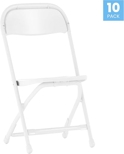 Flash Furniture Timmy Kids Plastic Folding Chairs for Pre-K through Kindergarten, Children's Folding Chairs for Daycare and Events, Set of 10, White
