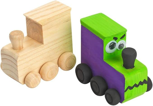 Colorations® Decorate Your Own Wooden Trains, Set of 6, Craft for Kids & Fun Home Activities, Create Unique & Personal Designs, Fun Kids Craft Project, Individually Packaged, Craft & Enjoy!