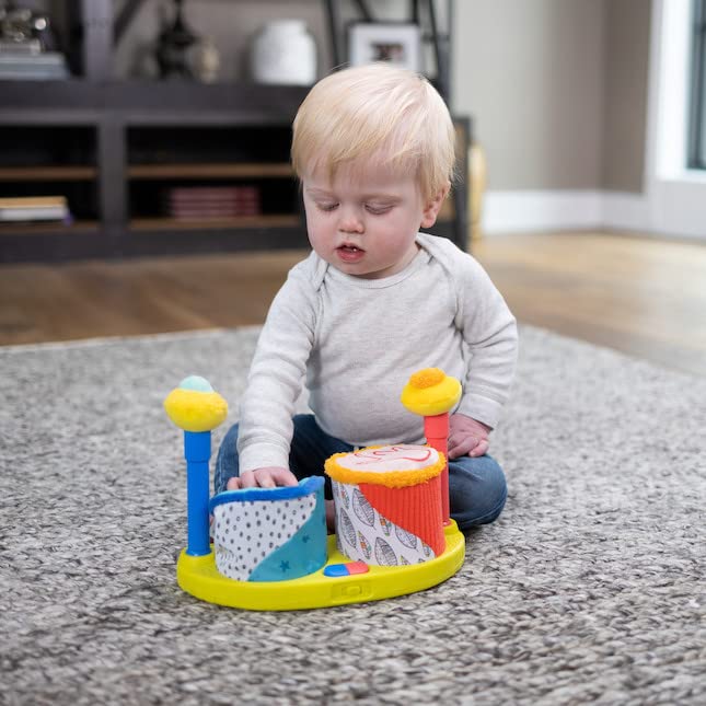 Lamaze Squeeze Beats First Drum Set - Baby Sensory Toy Includes Funny Animal Sounds - Colorful Baby Musical Toys for Early Childhood Development - Ages 12 Months and Up