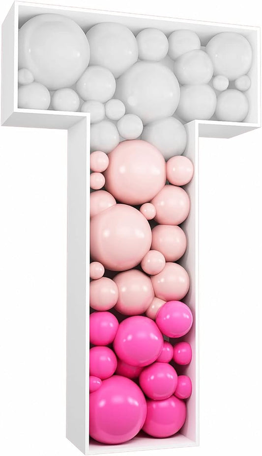 3FT Tall Mosaic Balloon Frame Letters Big Marquee Light Up Letters DIY Kit for Birthday Party Wedding Backdrop Decor Letter T Pre-Cut Foam Board