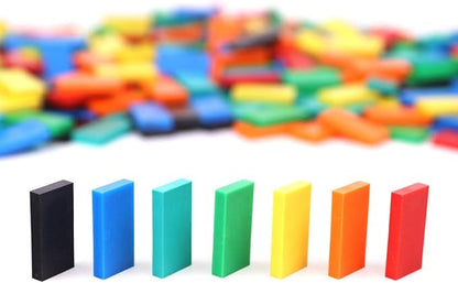 Bulk Dominoes Plastic Bulk 100pcs – Building and Stacking and Chain Reaction Toppling STEAM Toy Blocks for Kids (Classic Mix)