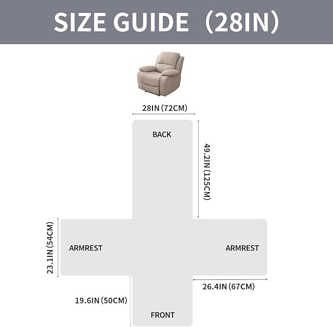 Easehomey 100% Waterproof Recliner Chair Covers, Non Slip Oversized Reclining Cover, Cover Furniture Protector Washable Chair Cover with Pocket,Elastic Straps for Kids,Pets,Dogs(Light Gray,28")