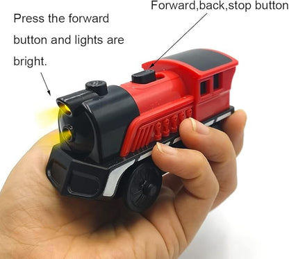 Battery Operated Cargo Train for Wooden Train Track Set Toys for Toddlers 3 4 5 Year Old Boys Kids Magnetic Couplings Construction site Fram Harbor Vehicle (Without Battery)