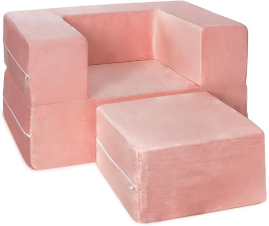 Milliard Kids Couch - Modular Kids Sofa for Toddler and Baby Playroom/Bedroom Furniture (Pink Small)