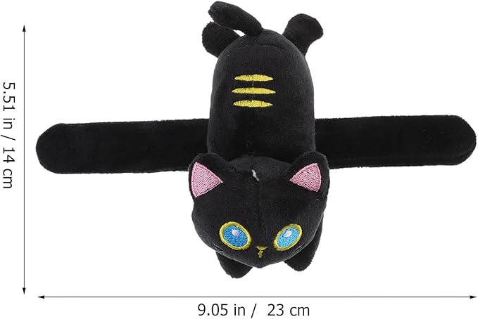 Vaguelly Cat Slap Bracelet,Stuffed Animal Slap Bracelets Adorable Plush Animals Huggers Slap Bracelets Interactive Toy for Kids Birthday Party Gifts Black