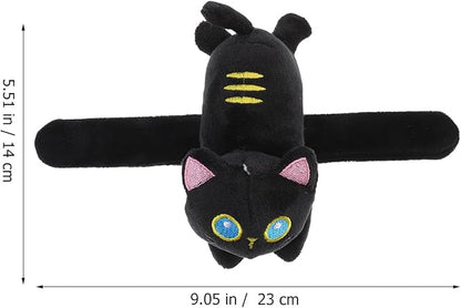Vaguelly Cat Slap Bracelet,Stuffed Animal Slap Bracelets Adorable Plush Animals Huggers Slap Bracelets Interactive Toy for Kids Birthday Party Gifts Black