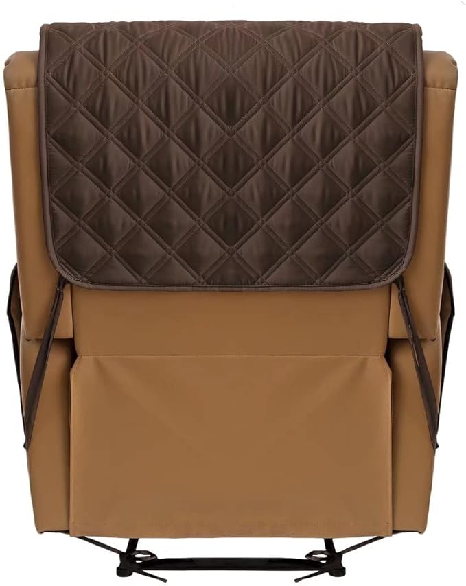 TOMORO Non-Slip Quilted Recliner Cover, 100% Waterproof Recliner Chair Slipcover Furniture Protector with Pockets, Washable Couch Cover with Elastic Straps for Kids and Pets，23 Inch