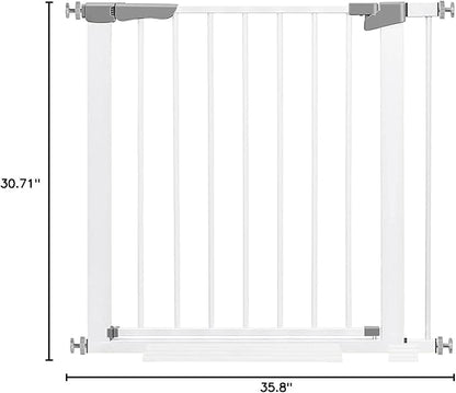 Baby Gate for Doorways Stairs and House, Auto Close Safty Gates, Extra Wide Child Gate, Extra Tall Walk Through Pet Gate, White Metal Baby Gate Dog Gate, Pressure Mount.