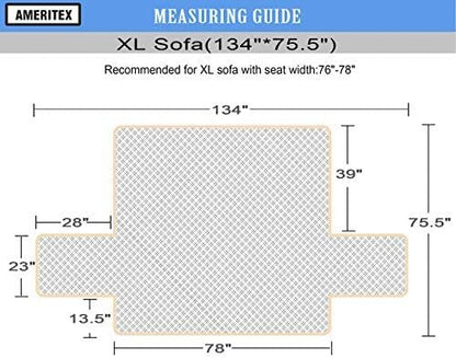 Ameritex Couch Sofa Slipcover 100% Waterproof Nonslip Quilted Furniture Protector Slipcover for Dogs, Children, Pets Sofa Slipcover Machine Washable (Light Grey, 78")