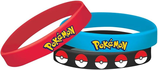 Amscan 398750 Pokemon Rubber Elastic Bracelets, 6ct, Multicolor