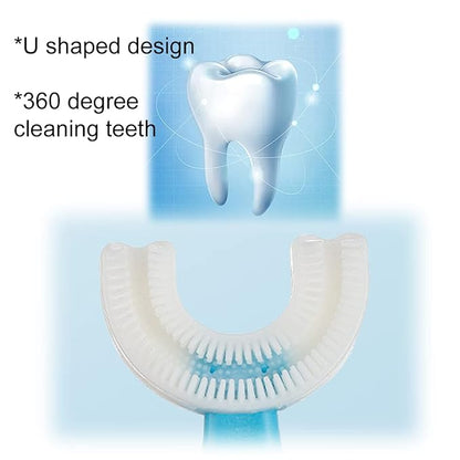 2 PCS U-Shaped Kids Toothbrush, Soft Manual Training Toothbrush for Kids 6-12 Years (Pink +Blue)