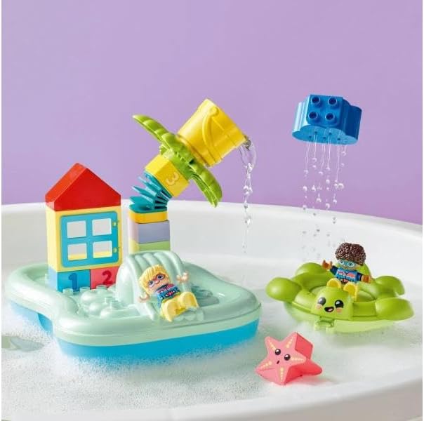 LEGO DUPLO Town Water Park 10989 Educational Building Bath Toy Set for Toddlers Ages 2+, Features a Floating Turtle Ring and Water Bucket to Encourage Imaginative Play in The Bath
