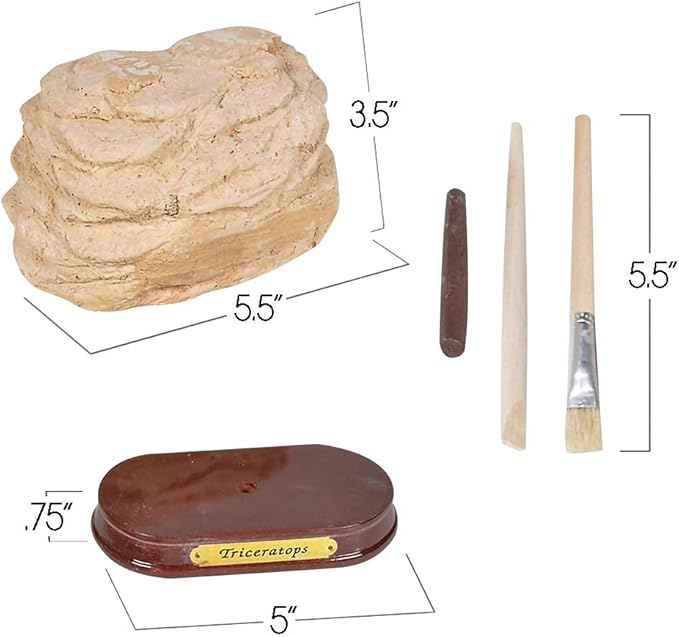 ArtCreativity Dinosaur Excavation Kit for Kids, 5.5” Triceratops Skull Excavating Set with Fossil Digging Tools and Stand, Fun Science Activity Toy, Educational Dinosaur Gift for Boys and Girls