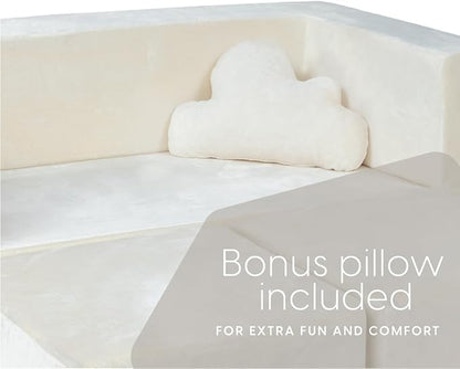 Milliard Kids Couch - Modular Kids Sofa for Toddler and Baby Playroom/Bedroom Furniture (Ivory) with Bonus Pillow