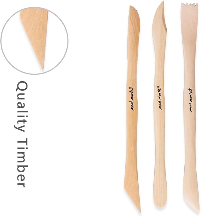 Mont Marte Boxwood Mini Clay Modeling Tools 10 Piece. Set of Double Ended Pieces Providing 20 Tools. Suitable for Cutting, Carving and Smoothing
