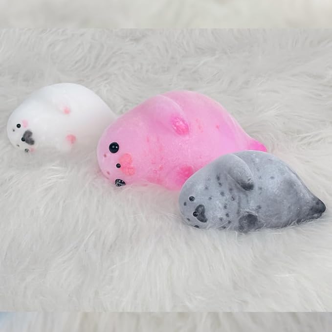 Taba Squishy Kit Big Seal Silicone Mold 6''+Liquid Gel+Flocking Cute Animal Making Set