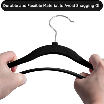 Kids Velvet Hangers, Velvet Baby Hangers Kids Felt Hangers Toddler Velvet Hangers (Black 30Pack)
