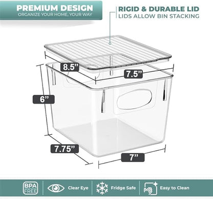 Sorbus Medium Plastic Storage Bins with Lids, Stackable Toy, Clothes, Medicine, Makeup, Closet, Art Supply, Bathroom, Shoe, Toy Organizer (4 Pack)