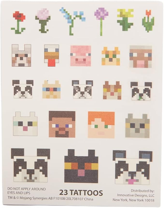 Innovative Designs Minecraft Kids Deluxe Activity Set with Carrying Tin, Coloring Sheets, Tattoos, Stickers, & Art Supplies