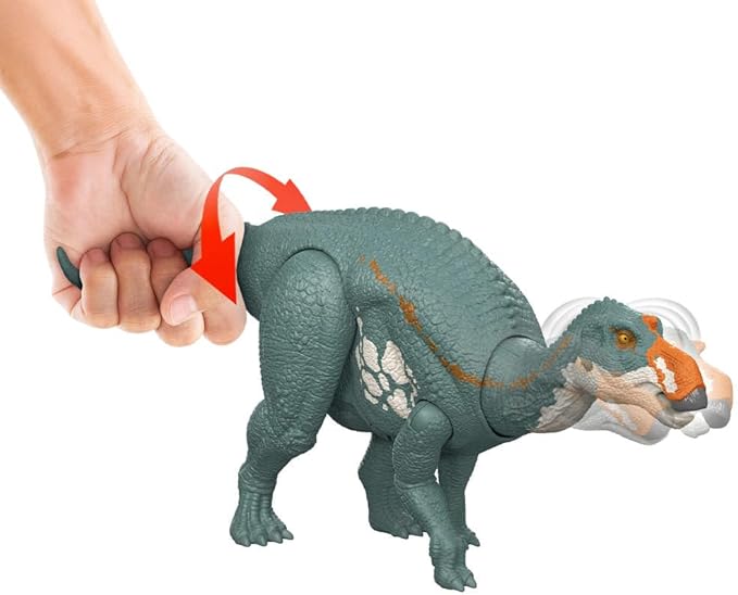 Mattel Jurassic World Rebirth Wild Roar Maiasaura Dinosaur Toy with Tail-Controlled Chomp Multi-Direction Attack & Sound, Posable & Digital Play