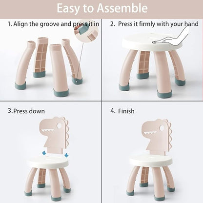 Toddler Chair,Plastic Kids Dino Chair,Sturdy Durable and Lightweight Toddler's Activity Chairs,Anti-Slip Ergonomic Design Kids Step Stool,Indoor or Outdoor Use for Boys Girls Aged 2+ (Pink)