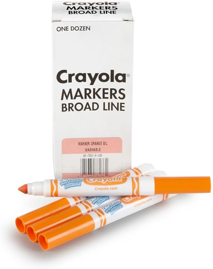Crayola Washable Markers - Orange (12ct), Kids Broad Line Markers, Bulk Markers for Classrooms & Teachers