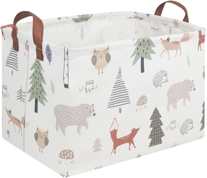 FXOLCSHE Rectangular Animals Basket,Waterproof Storage Bin for Bedroom,Nursery Hamper,Storage Bin for Boys Room Decor,Gift Basket,Animal Room Decor(Animals)