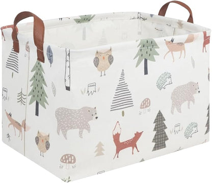 FXOLCSHE Rectangular Animals Basket,Waterproof Storage Bin for Bedroom,Nursery Hamper,Storage Bin for Boys Room Decor,Gift Basket,Animal Room Decor(Animals)