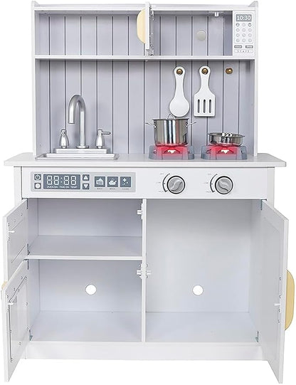 Kids Kitchen Playset,Children Play Kitchen for Toddler,Baby Toy Kitchen Set,Pretend Wooden Kitchen,Birthday Gifts with Play Sink Toy,Lights Sounds, Cooking Set for Kids Ages 3+Boys Girls