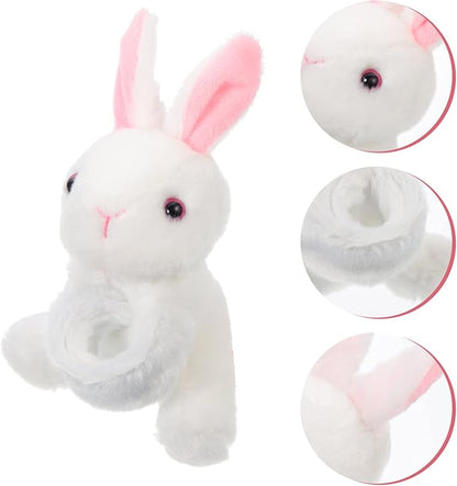 Abaodam Animal Slap Bracelet Rabbit Slap Bracelet Plush Bunny Stuffed Animal Hugger Snap Wristband for Kids Birthday Party