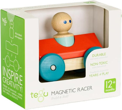 3 Piece Tegu Magnetic Racer Building Block Set, Poppy